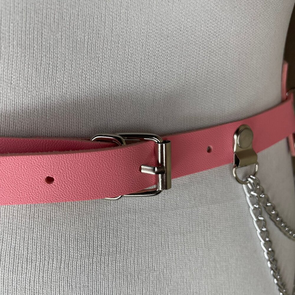 Kawaii Pink Heart Chain Belt - Pastel Goth Harajuku Double Strap - Picture 5 of 8